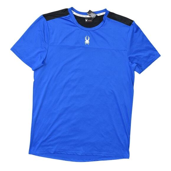 Spyder Active Men's M Blue Polyester Activewear T-Shirt Short Sleeve Crew Neck - Picture 1 of 7